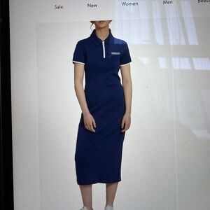 Zip Polo Midi Navy Blue  Dress